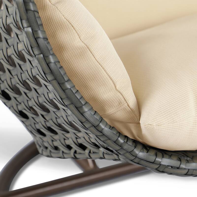 Alt View 8. LeisureMod - Leisuremod 2-Person Wicker Egg Swing Chair with Stand & Washable Cushions - Indoor/Outdoor Double Hanging Patio Chair - Cream.