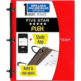 Five Star - Flex 1-Subject Notebooks, 8.5" x 11", College Ruled, 80 Sheets, Color chosen at random (08120) - Assorted