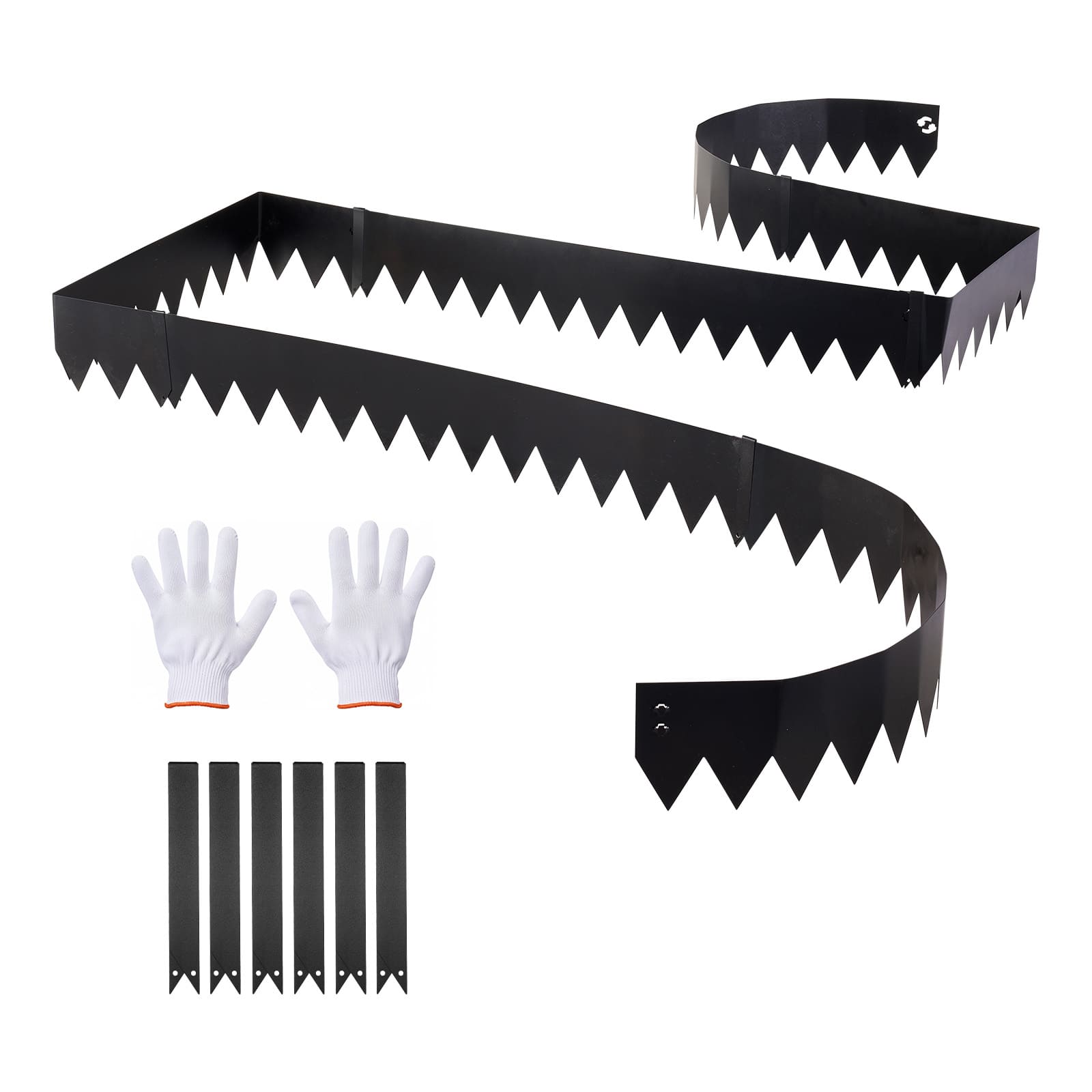 VEVOR - Galvanized Steel Landscape Edging, 6-Pack 40 x 6 Inch Metal Edging for Landscaping with 6 Mounting Clips - Black