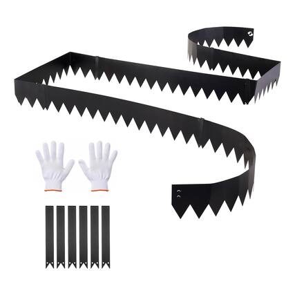 Front. VEVOR - Galvanized Steel Landscape Edging, 6-Pack 40 x 6 Inch Metal Edging for Landscaping with 6 Mounting Clips - Black.