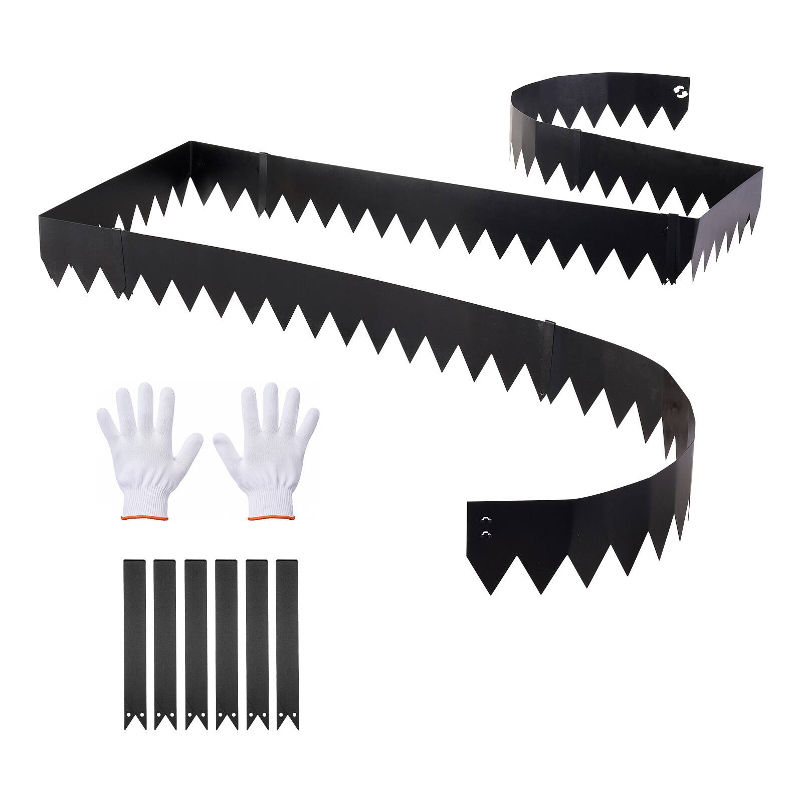 Front. VEVOR - Galvanized Steel Landscape Edging, 6-Pack 40 x 6 Inch Metal Edging for Landscaping with 6 Mounting Clips - Black.