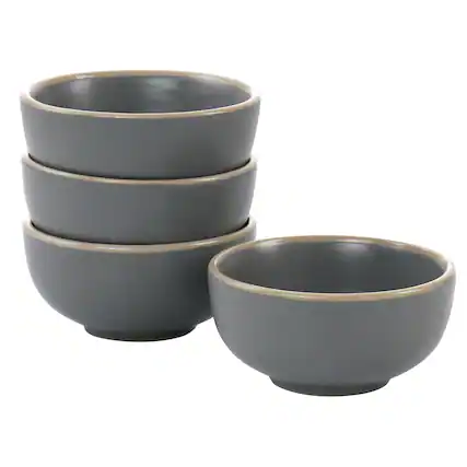 Front. Gibson - Gibson Home Rockaway 4 Piece 3.5in Fruit Bowl Set - Grey.