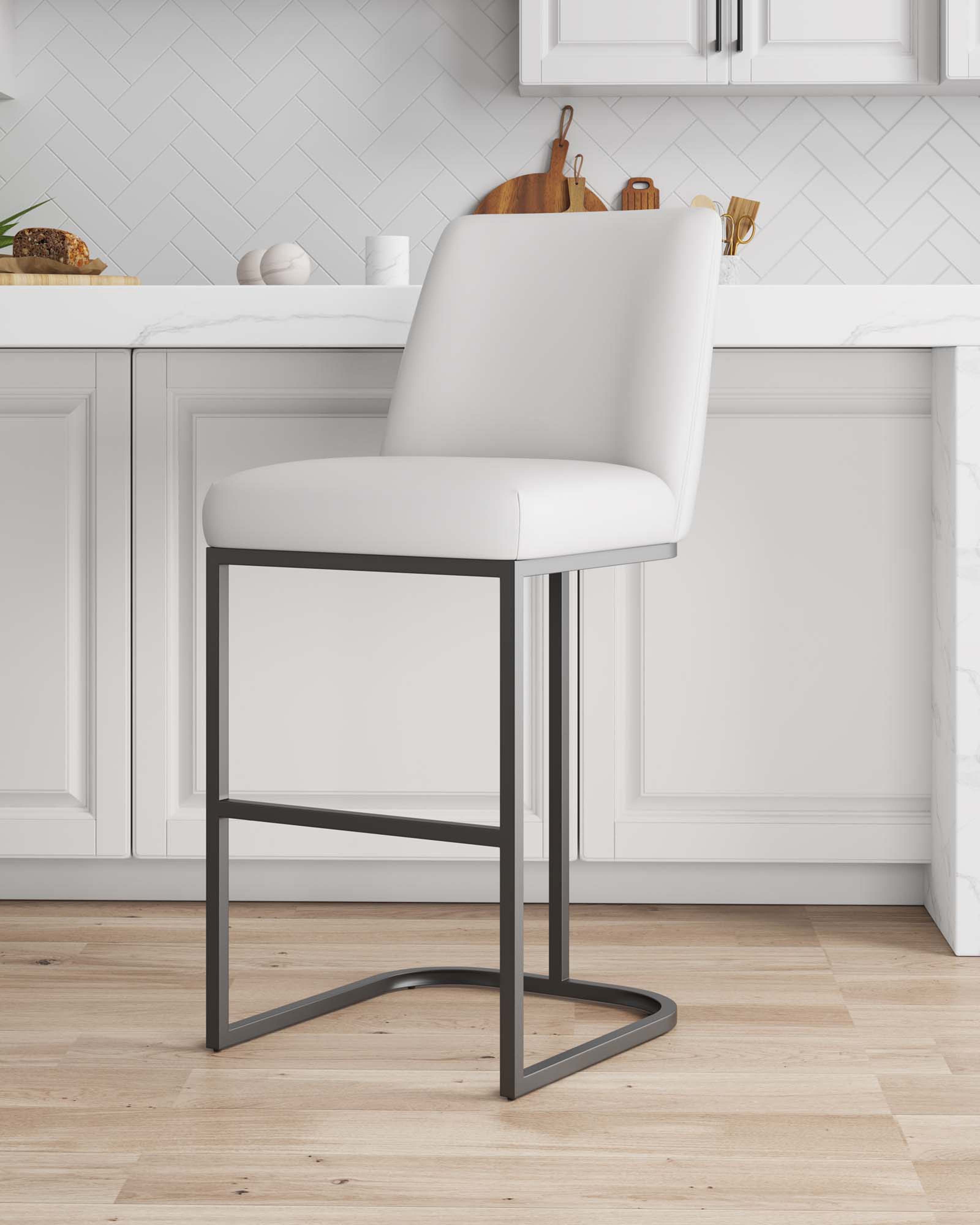 Angle. Manhattan Comfort - Serena Modern Metal Upholstered Barstool - White.