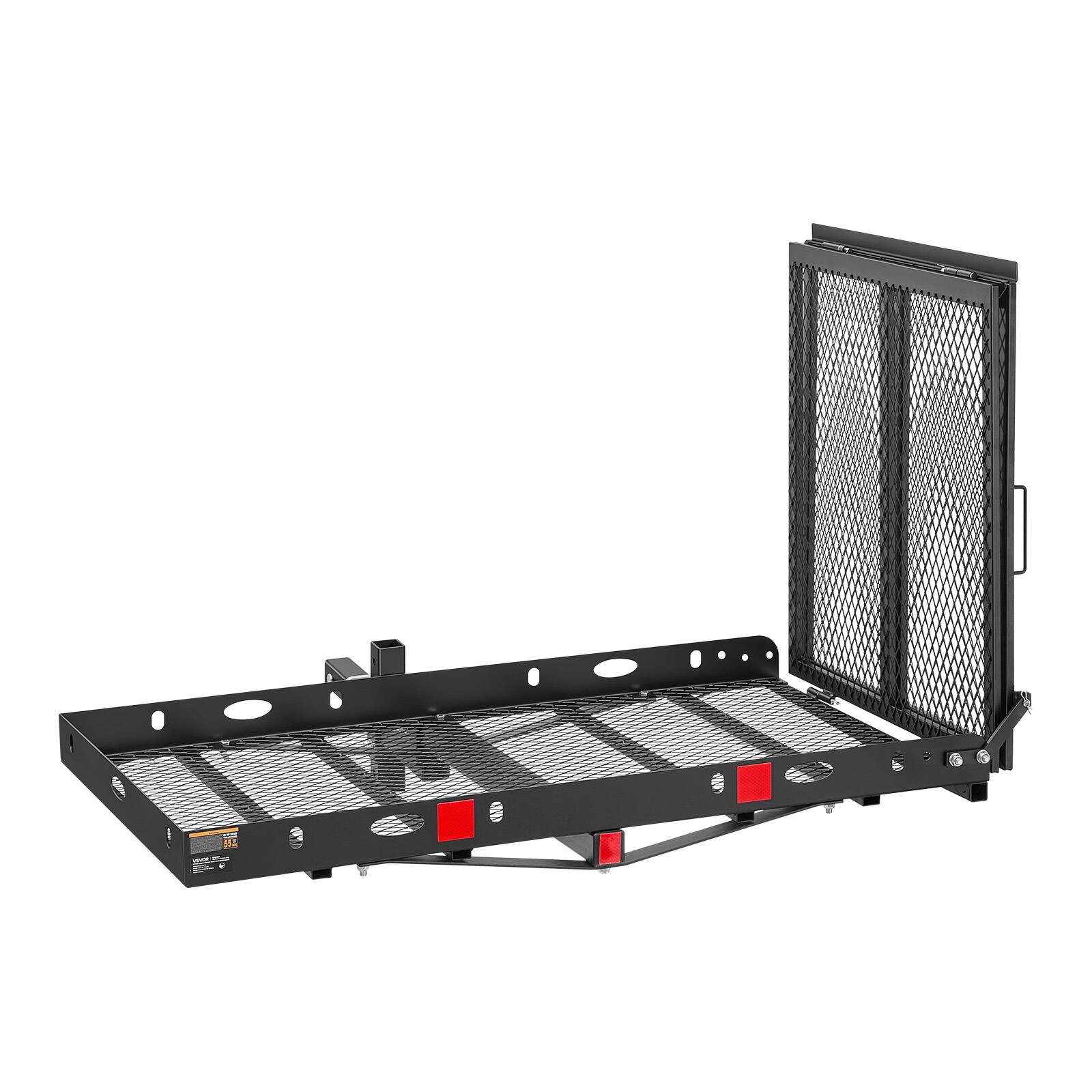 Alt View 5. VEVOR - Hitch Mount Wheelchair Carrier Height Adjustable, 500LBS Steel Mobility Scooter Carrier Cargo Basket with Double-Folding - Black.