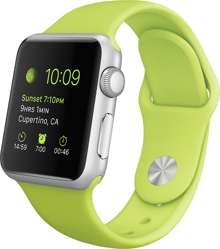Apple Watch™ Sport 38mm Silver Aluminum Case Green  - Best Buy