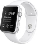Angle Zoom. Apple - Apple Watch Sport (first-generation) 42mm Silver Aluminum Case - White Sports Band - White Sports Band.