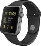 Angle Zoom. Apple Watch™ Sport 42mm Space Gray Aluminum Case - Space Gray Sports Band.