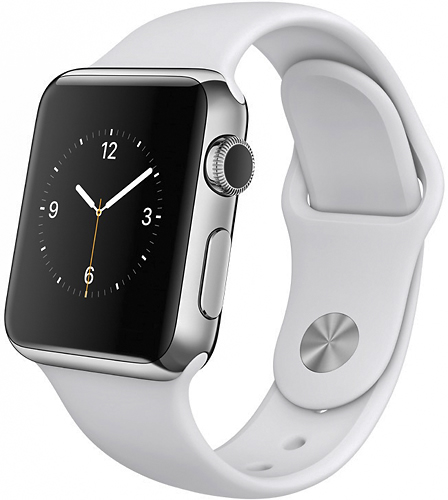 Best Buy: Apple Watch 38mm Stainless Steel Case White Sports Band