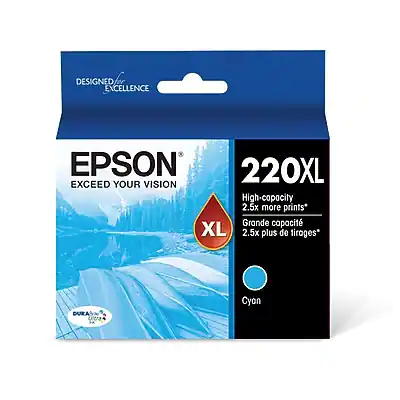 DESIGNED FOR EXCELLENCE
EPSON
EXCEED YOUR VISION
220XL
High-capacity
2.5x more prints*
Grande capacité
2.5x plus de tirages*
Cyan
DURAVN UCa