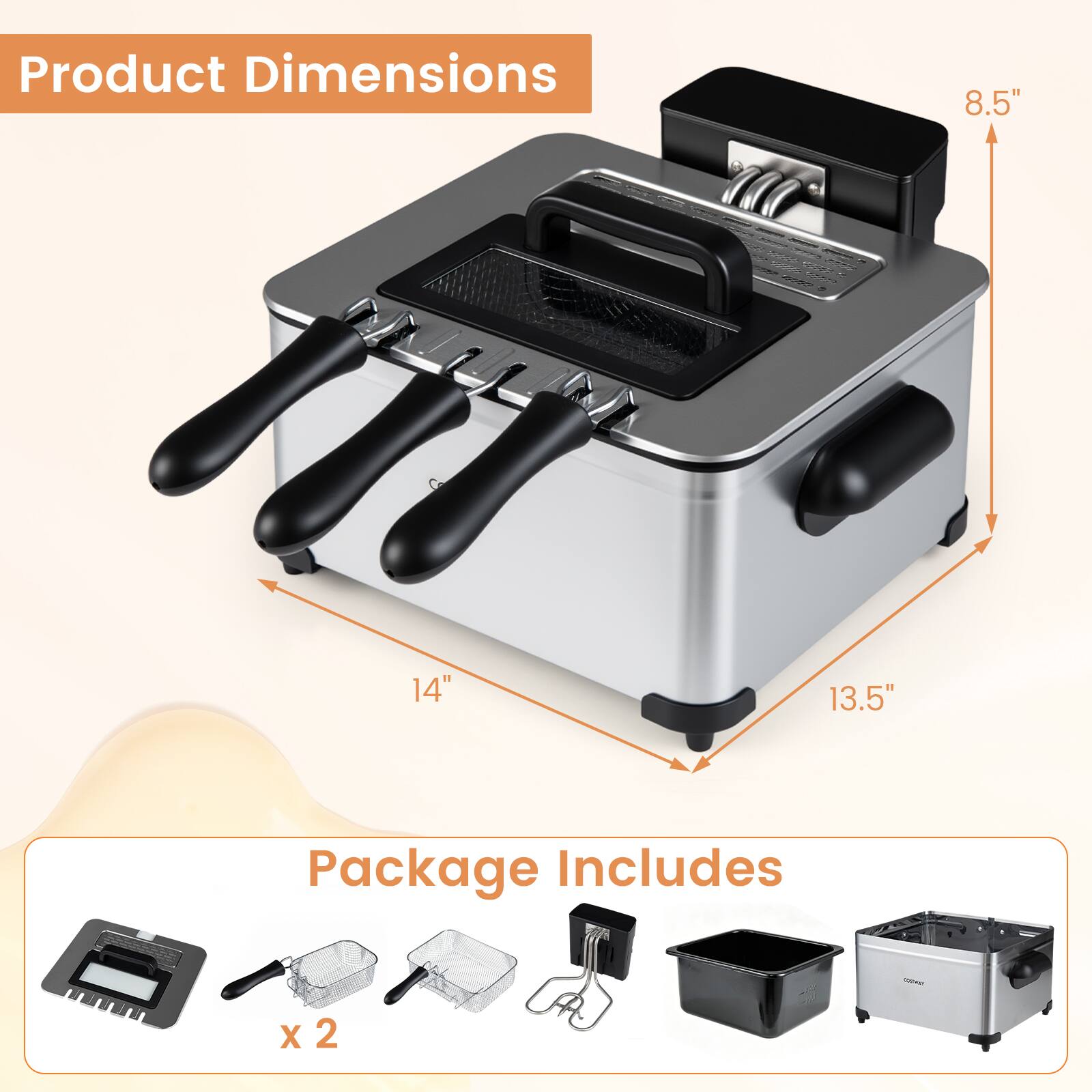 Product Dimensions: 8.5" x 14" x 13.5"  
Package Includes: X 2