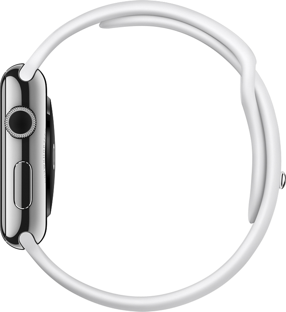 Best Buy: Apple Watch™ 42mm Stainless Steel Case White Sports Band