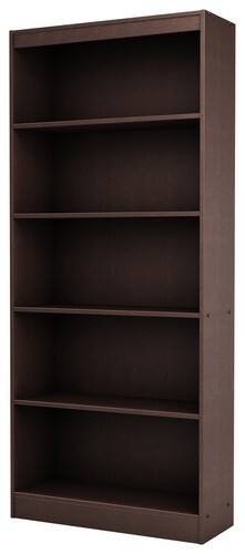 Front. South Shore - 5-Shelf Bookcase - Chocolate.