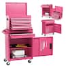 Front. Costway - Costway 2 in 1 Tool Chest & Cabinet with Sliding Drawers Rolling Garage Organizer - Pink.
