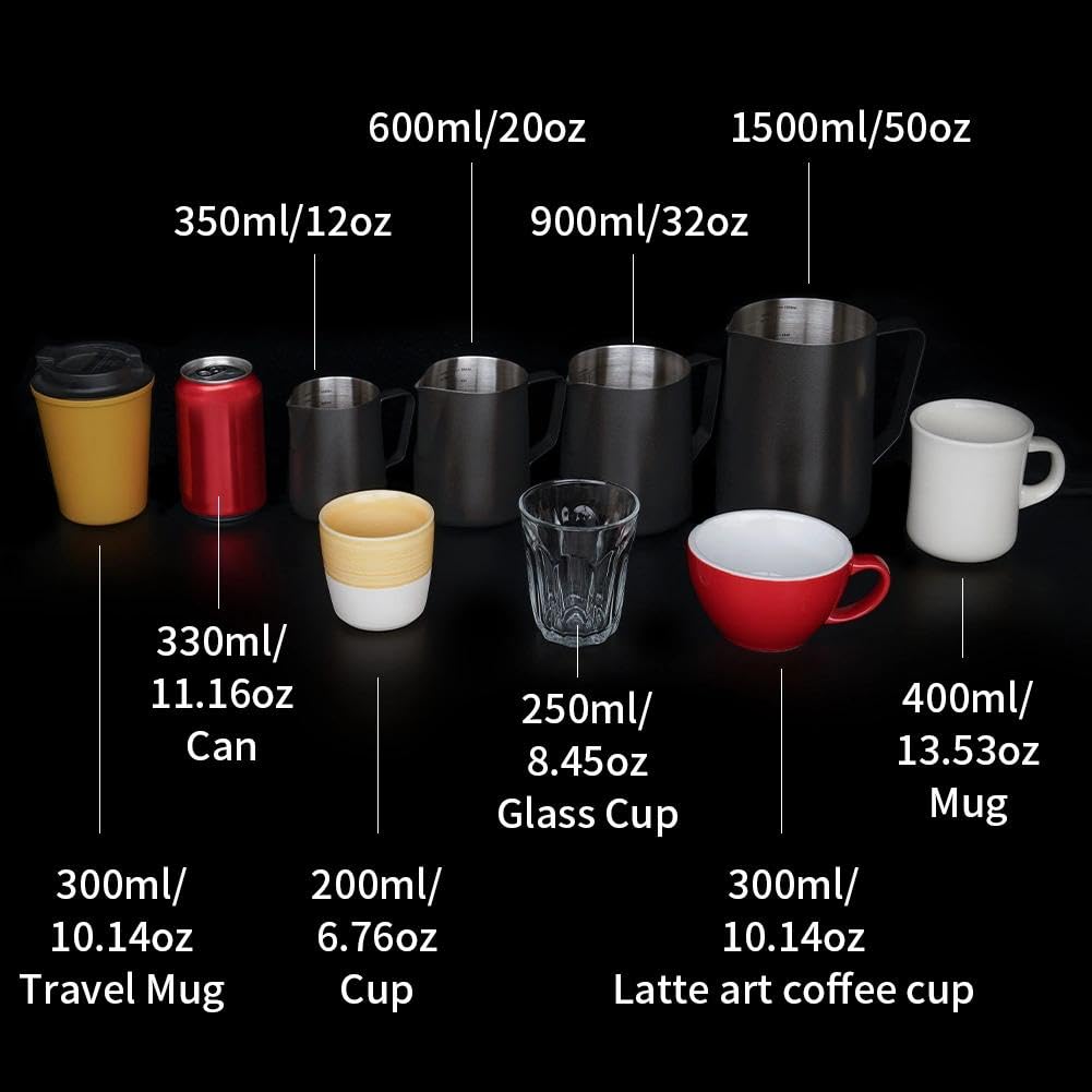 - 600ml/20oz
- 1500ml/50oz
- 350ml/12oz
- 900ml/32oz
- 330ml/11.16oz (Can)
- 400ml/13.53oz (Mug)
- 300ml/10.14oz (Travel Mug)
- 200ml/6.76oz (Cup)
- 250ml/8.45oz (Glass Cup)
- 300ml/10.14oz (Latte art coffee cup)