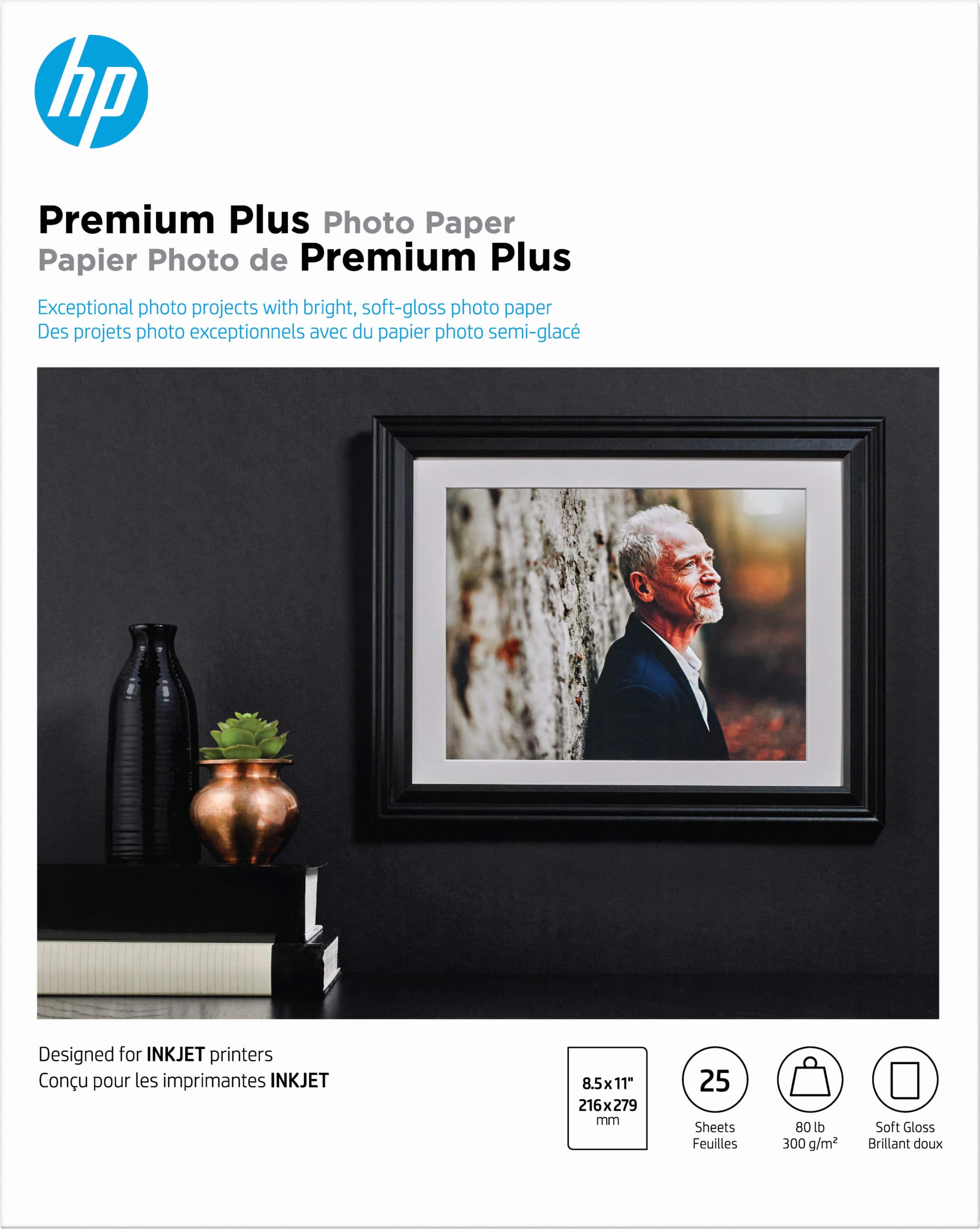 HP Premium Plus Glossy Photo Paper, 5 x 7, 60 Sheets/Pack