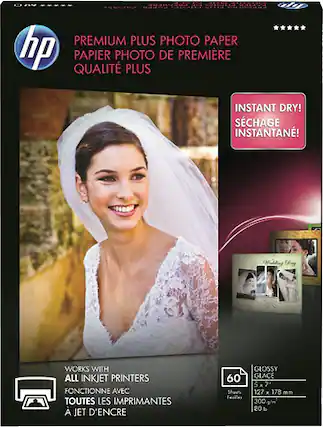 Front. HP - Premium Plus Glossy Inkjet Photo Paper - White.