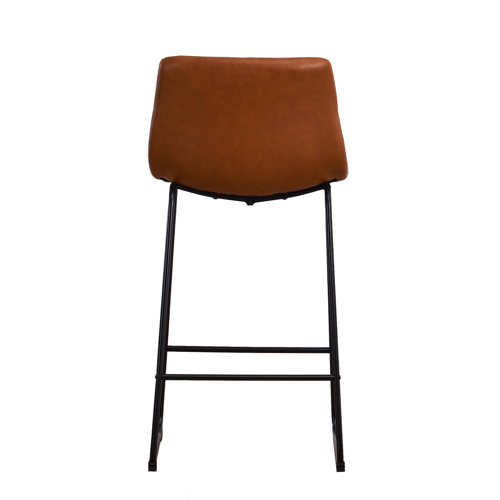 Back. FERPIT - FERPIT Modern Faux Leather Counter Bar Stools Upholstered with Metal Frame 2 Pack - Brown.