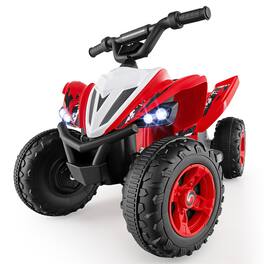 Costway - 12V Quad 4 Wheeler Ride on Toy with Music, Light, USB Port, Wireless Connection - Red