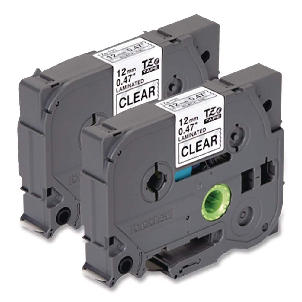 Brother - P-Touch TZE1312PK Tze Standard Adhesive 0.47 in. x 26.2 ft. Laminated Labeling Tapes - Black On (2/Pack) - Clear