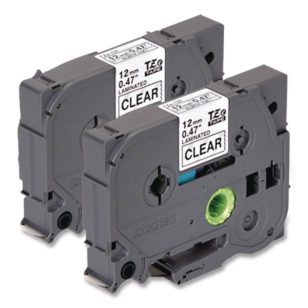 Brother - P-Touch TZE1312PK Tze Standard Adhesive 0.47 in. x 26.2 ft. Laminated Labeling Tapes - Black On (2/Pack) - Clear