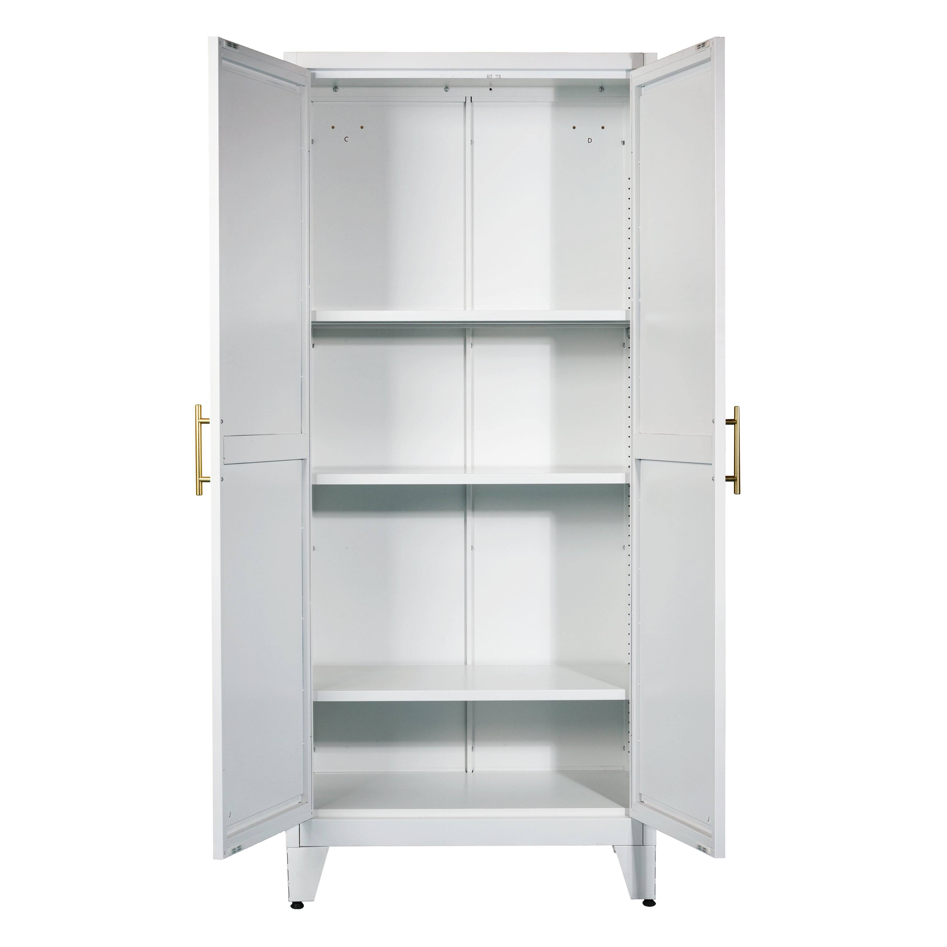 Alt View 4. Aukfa - 71" 2-Door Metal Storage Cabinet - Adjustable Shelves, for Bedroom, Living Room, Kitchen - White.