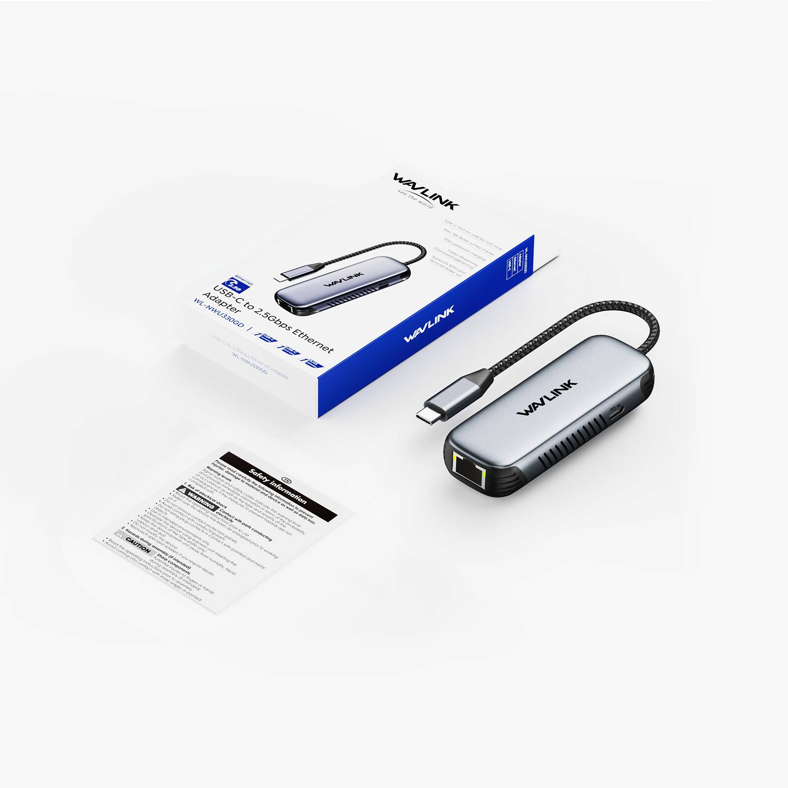 CAUTION

WAVLINK USB-C to 2.5Gbps Ethernet Adapter C to WL-NWU330GD

WAVLINK

SEE WARNING information - - visits Lambuting