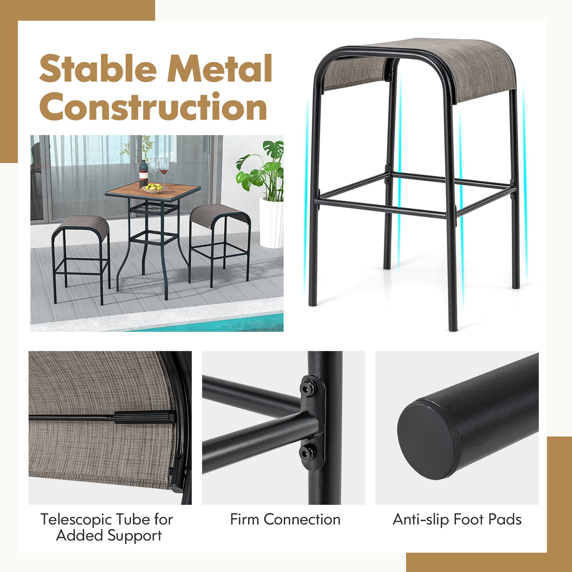 Stable Metal Construction

Telescopic Tube for Added Support

Firm Connection

Anti-slip Foot Pads
