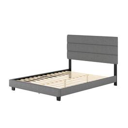 Boyd Sleep - Sicily Linen Upholstered Platform Bed Frame with Adjustable Headboard, Full - Gray