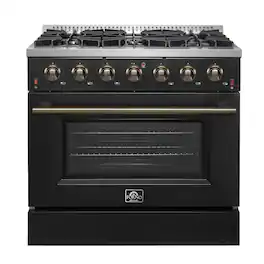 Forno Appliances - Galiano 5.26 Cu. Ft. Freestanding Gas Convection Range with Continuous Cast Iron Grates - Black