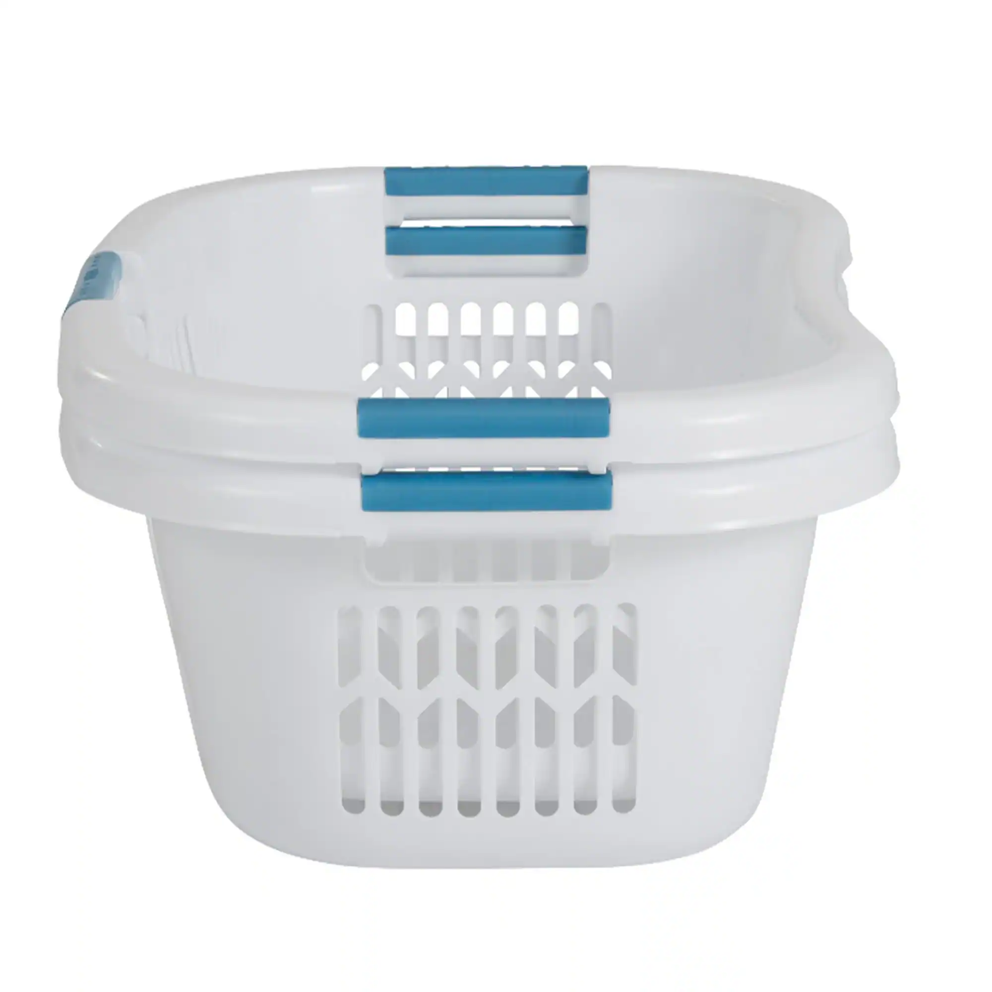 Alt View 2. RubberMaid - Rubbermaid 2.1-Bushel Small Hip-Hugger Plastic Laundry Basket, White (3-Pack) - White.
