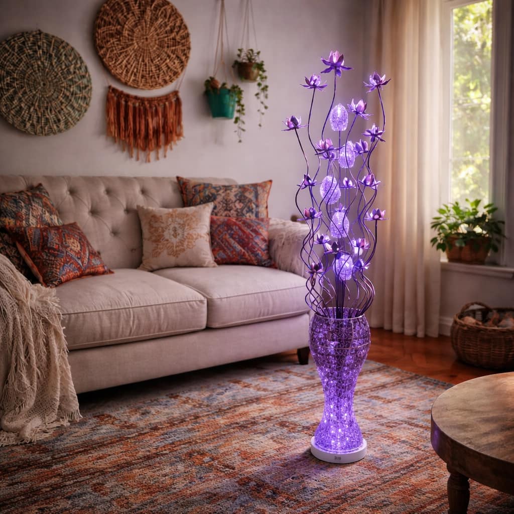 FC Design - 60"H Blue LED Blossom Decorative Floor Lamp for Home & Office