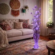 Front. FC Design - 60"H Blue LED Blossom Decorative Floor Lamp for Home & Office.