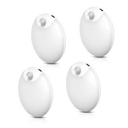 Jandcase - 4-Pack 0.5W Battery Operated Motion Sensor Night Light, 3000K Warm Glow,, 3 Modes, Type-C Charging - White