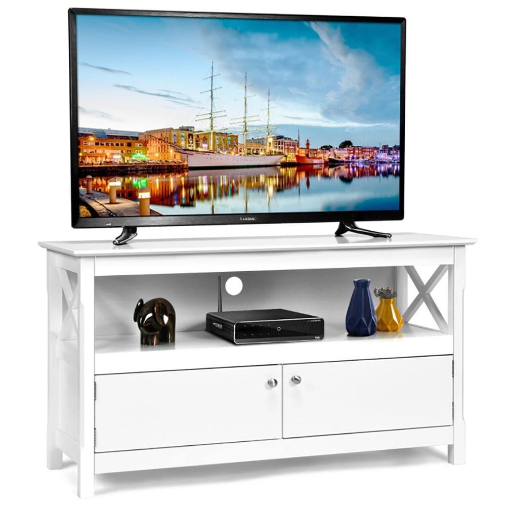 Alt View 5. Kadyn - Entertainment Centers,TV Stands,44 Inch Wooden Storage Cabinet TV Stand-White - White.