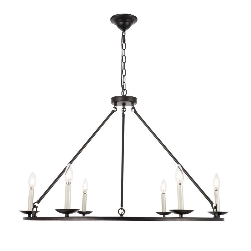 Alt View 9. Living District - Maine 6 light Black chandelier - Black.