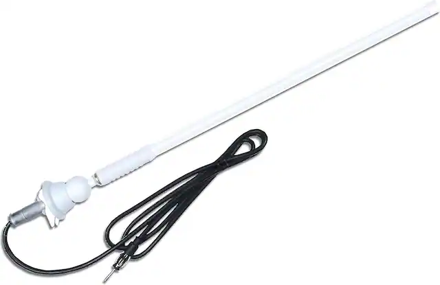 Front. Dual - Dual MANT16W 16" Marine Mast Antenna | Long Range | Durable Weather-Resistant Design | White - White.