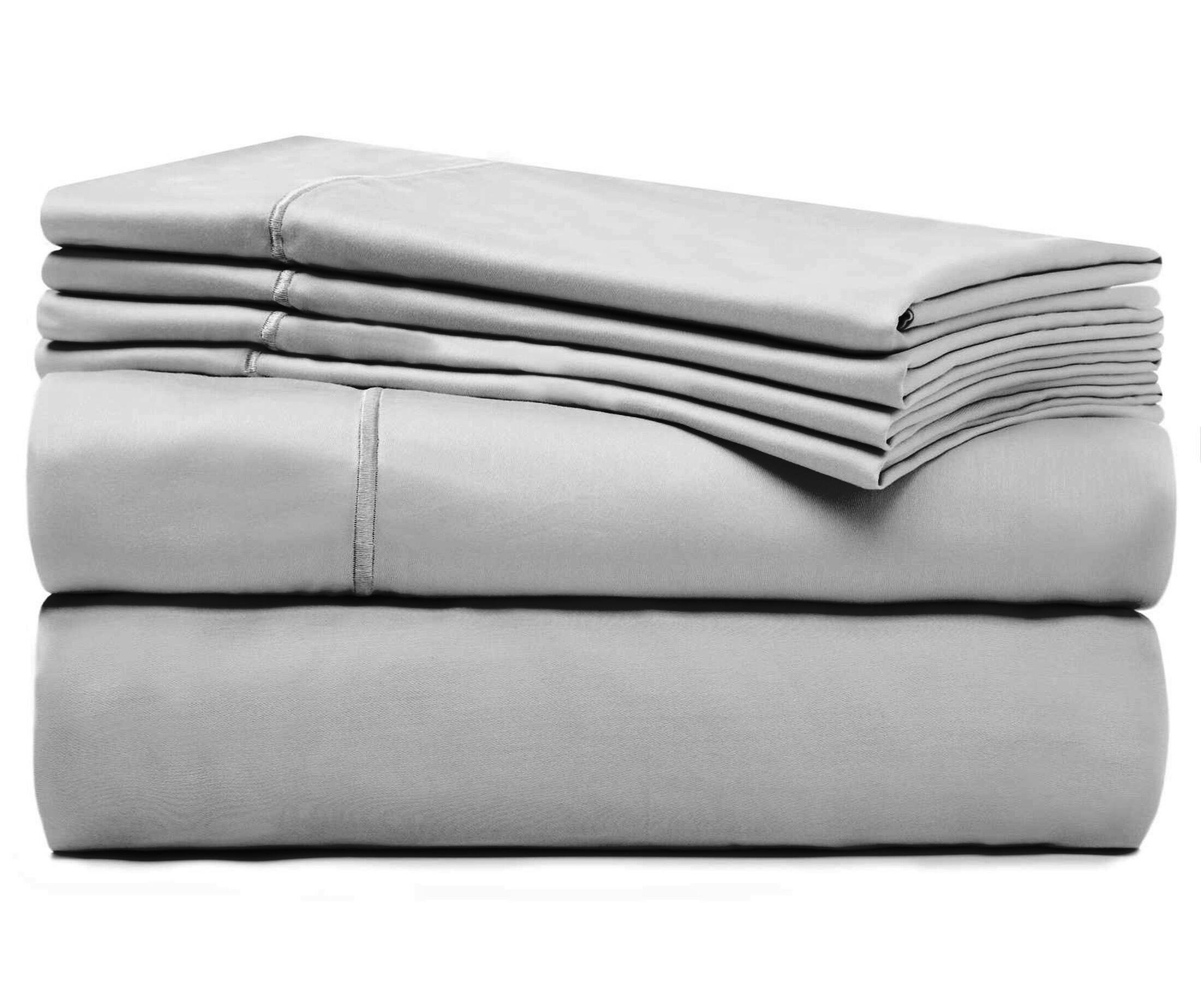 Back. Bibb Home - Bibb Home 1000TC Egyptian Cotton Rich 6-Piece Sheet Set - Silver.