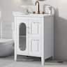 Whisen - 24" Bathroom Vanity with Sink, Modern Freestanding Cabinet with Two Drawers and Door, Adjustable Shelf - White