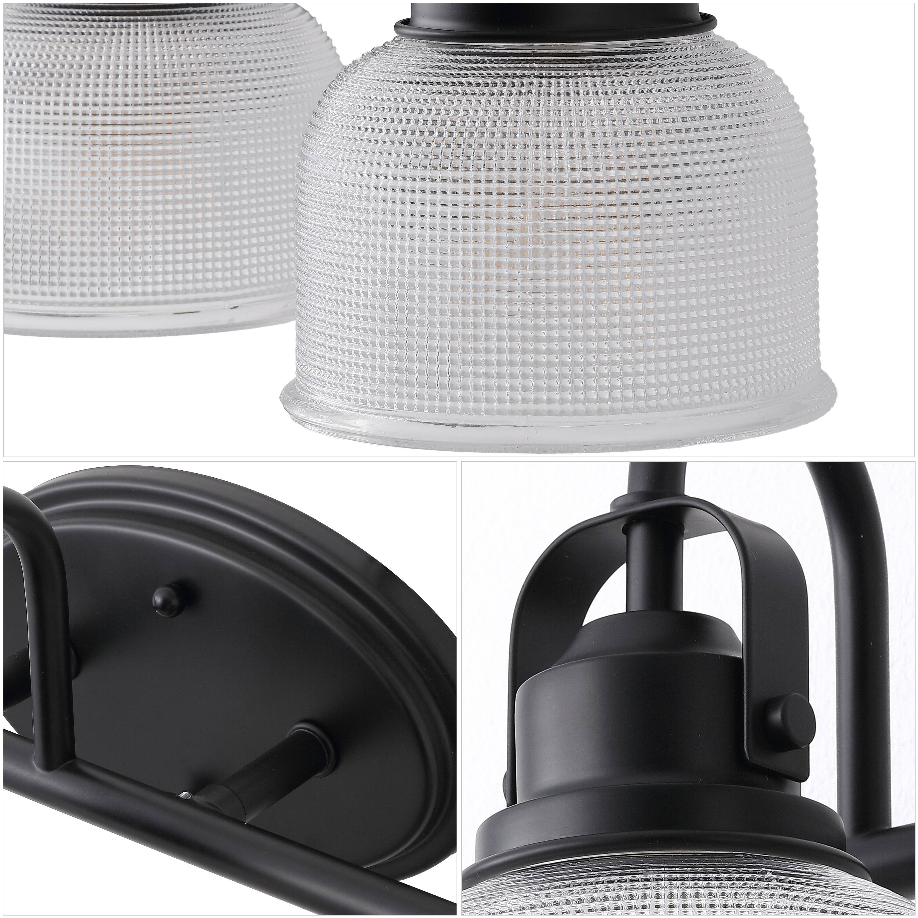 Alt View 4. Jonathan Y - Virginia 42.75" 5-Light Black Metal Modern Bathroom Vanity Light with Clear Glass Shades and Dimmable LED Bulbs - Black.