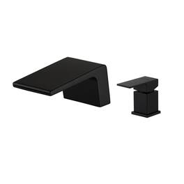 Boyel Living - Waterfall Single-Handle Tub Mount Roman Tub Faucet with Water Supply Lines and Built-in Cartridge - Matte Black