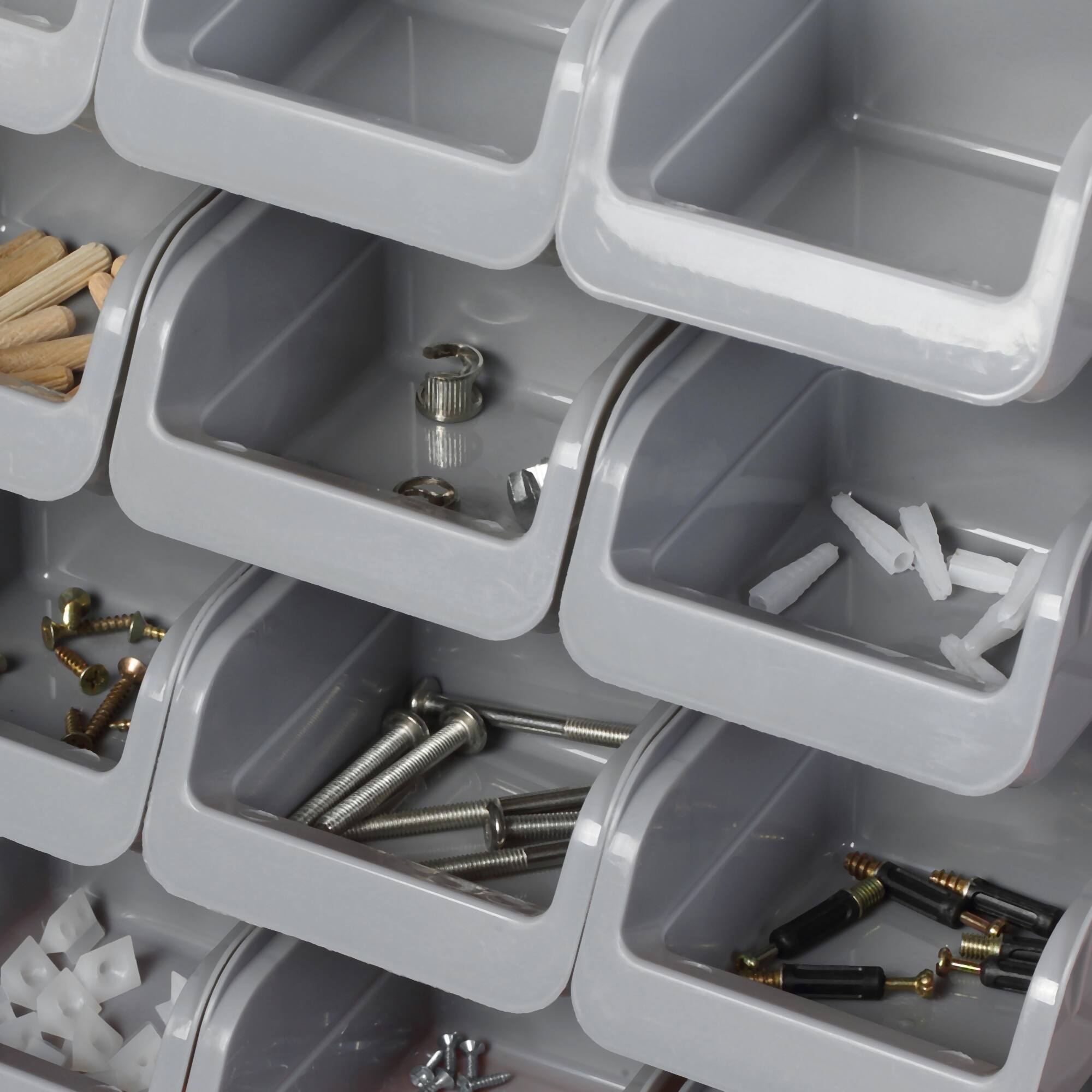 Alt View 8. Durhand - Wall Mounted Storage Bins, 44PC Pegboard Tool Organizer Rack Kit Garage Plastic Shop Tool, Orange - Orange.