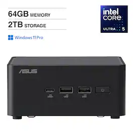 ASUS - NUC Mini Desktop (Ultra 5-135H, 64GB, 2TB SSD, Intel Arc, No OS, Win 11 Pro ) - Black