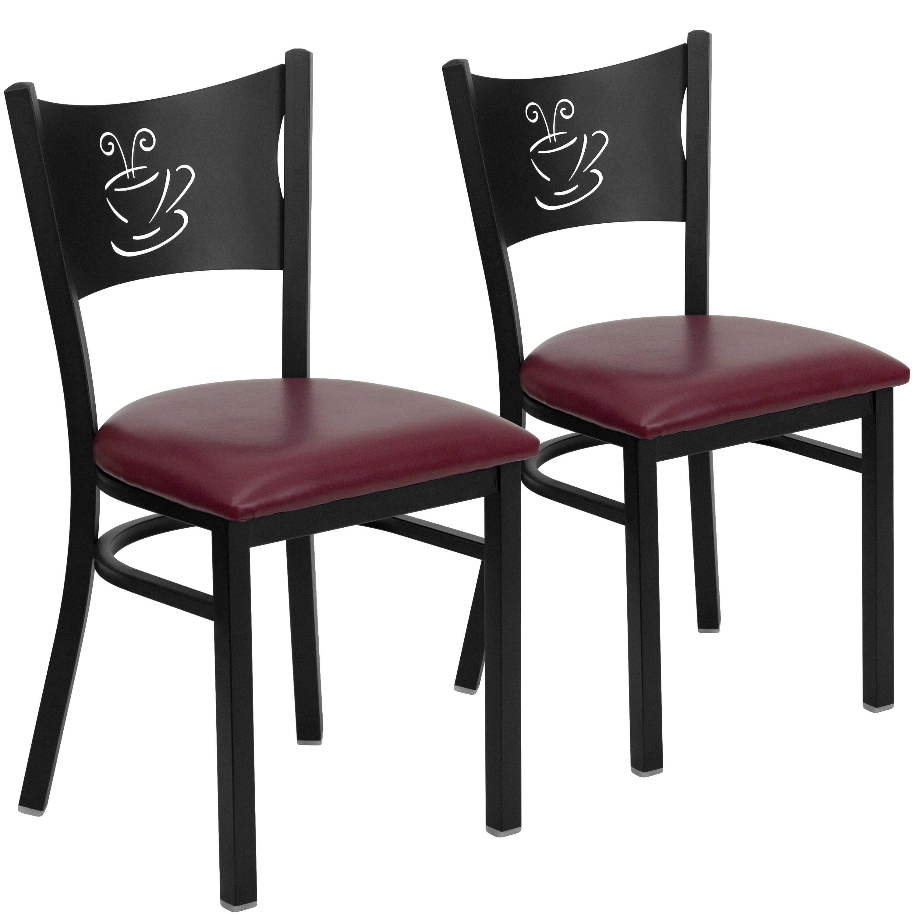 Burgundy Vinyl Seat/Black Metal Frame