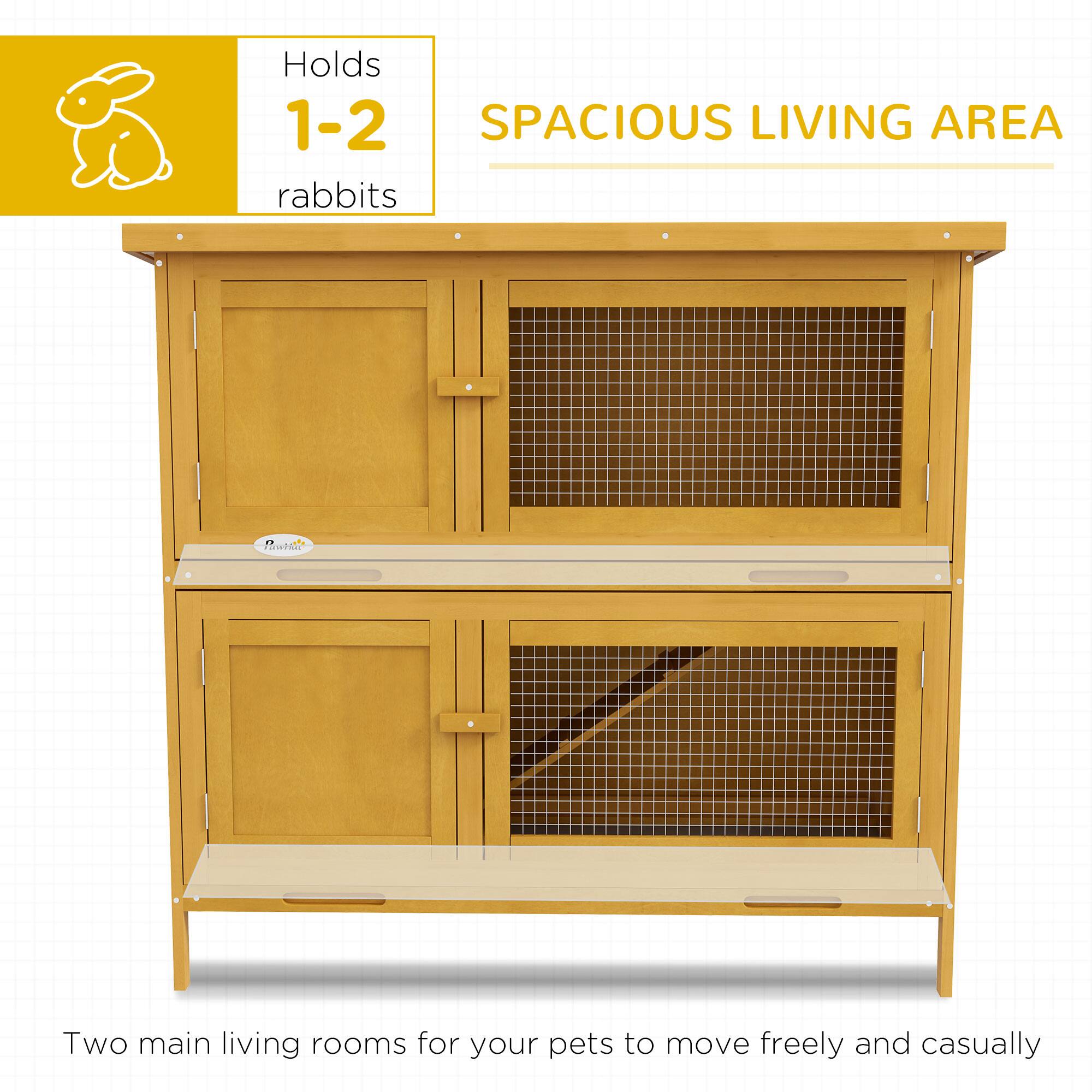 Holds 1-2 rabbits

SPACIOUS LIVING AREA

Two main living rooms for your pets to move freely and casually
