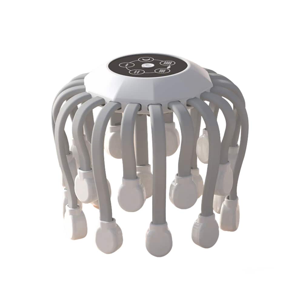 Cluzine - Electric Scalp Massager, Hands-Free Octopus Head Massager with Vibration, Red Light Therapy