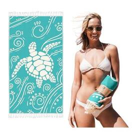 Reds Spade - Beach Towel Oversized Cotton Ultra Absorbent & Sand Resistant Extra Large For Bathroom Pool Travel (turquoi - Teal Sea Turtle