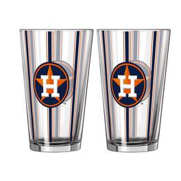 Logo Brands - Houston Astros Two-Piece 16oz. Striped Pint Glass Set - Multicolor