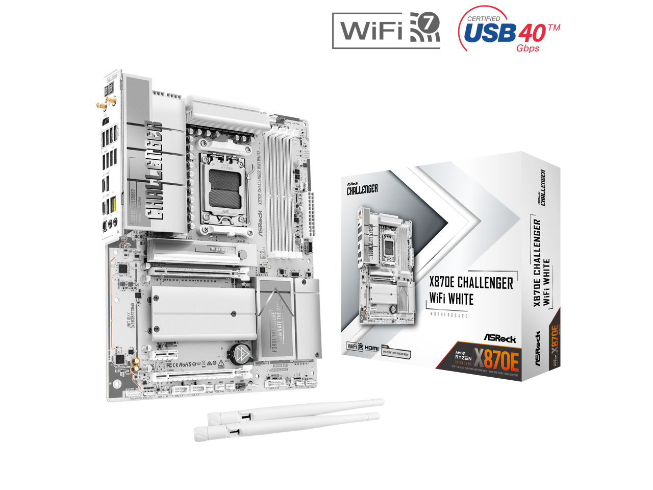 7 WiFi  
CERTIFISE TM USB 40 Gbps  
pa  
OF c  
UNITIONS 0x5838372045  
4 .  
FC  
RoHS  
AMS  
WHITE NET CHALLENGER X87DE ASRock will FORGE MAY EDD 215 anymess  
CHALLENGER WiFi HDMI  
CHALLENGER CHALLENGER X870E CHALLENGER WHITE WiFi WHITE X870E WiFi MOTHERBOARD ASROCK X870E RYZEN GOMA DOX X870E ASROCK ST ANS