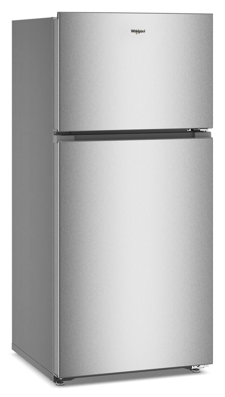 Angle. Whirlpool - 14.3 Cu. Ft. Top-Freezer Refrigerator with Total Coverage Cooling - Fingerprint-Resistant Stainless Finish.