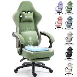 Dowinx - Gaming Chair with Pocket Spring Cushion, Breathable Fabric Computer Chair with Gel Pad, Reclining Office Chair - Green